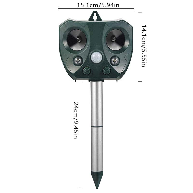 SJZ668A Solar-Powered Ultrasonic Animal Repellent with Motion Sensor & LED Flashing Lights