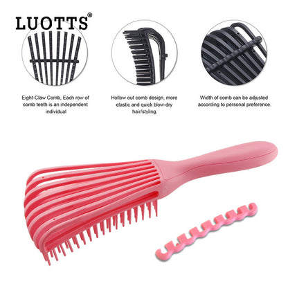 3PCS Pink Octopus-Style Detangling Brush - 8 Flexible Arms for Effortless Hair Styling