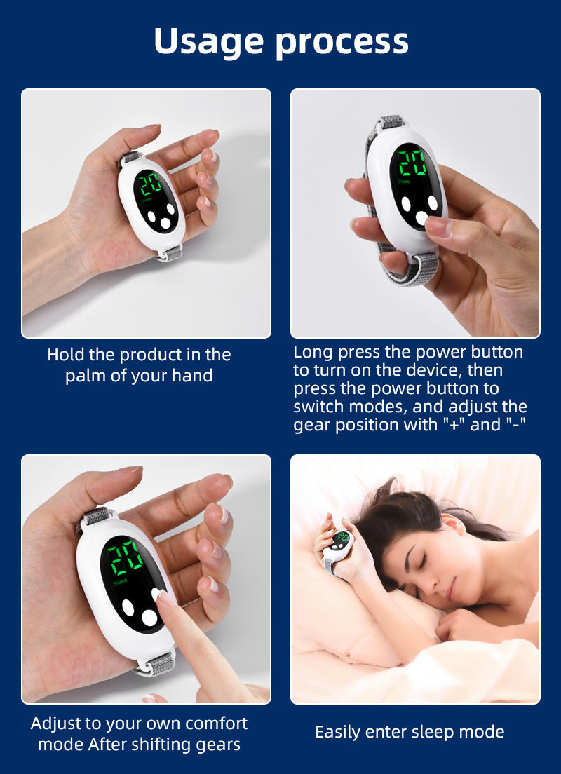 Green Portable Sleep Aid Device - EMS Pulse Relaxation & Stress Relief Gadget with LED Display, Adjustable Wrist Strap