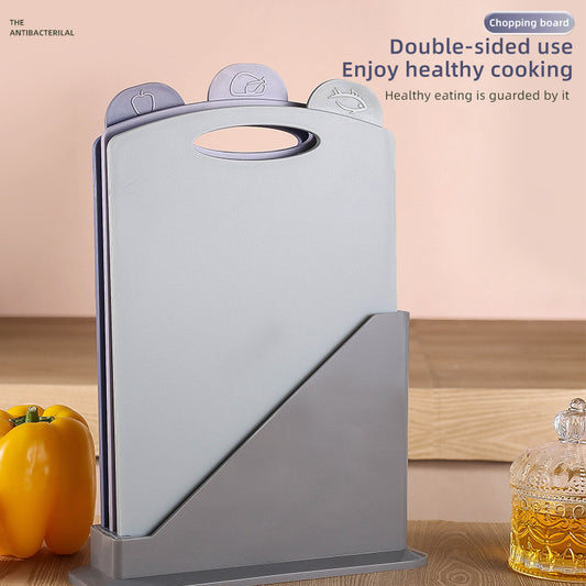 Double-Sided Antibacterial Kitchen Chopping Board Set with Non-Slip Base and Food-Specific Tabs - 3-Piece Set