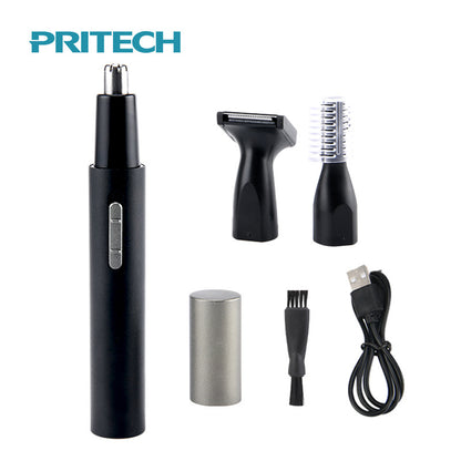 PRITECH TN-266 Multi-Functional Electric Hair Trimmer Kit - USB Rechargeable Grooming Set for Nose, Eyebrow, Beard, and Body Hair