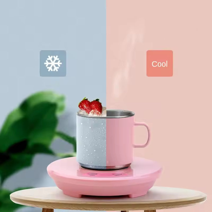 Pink Multifunctional Cooling and Heating Cup with Mug - 10W Rapid Temperature Adjustment