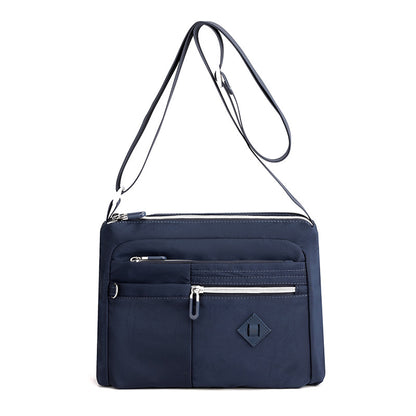 Lightweight Nylon Crossbody Shoulder Bag - Dark Blue, Adjustable Strap, Multi-Pocket Design