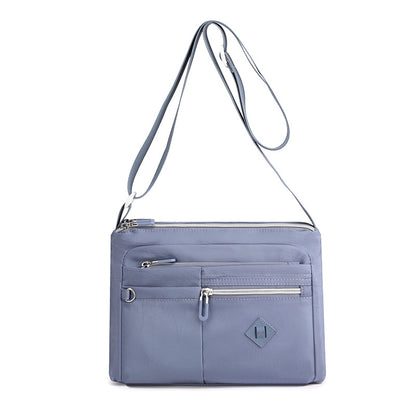 Lightweight Nylon Crossbody Shoulder Bag - Light Blue, Adjustable Strap, Multi-Pocket Design