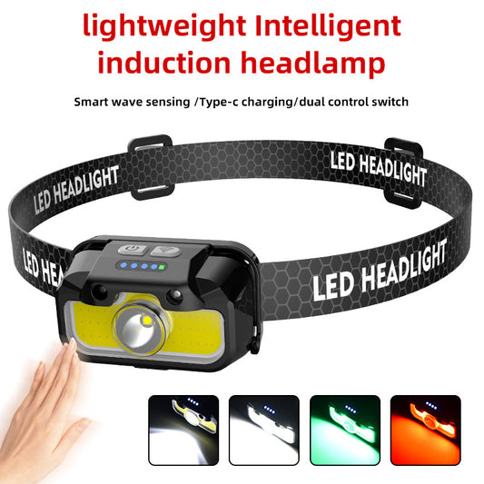 High-Powered LED Headlamp with Motion Sensor | Type-C Rechargeable, COB Light, Portable Outdoor Running and Fishing Lamp