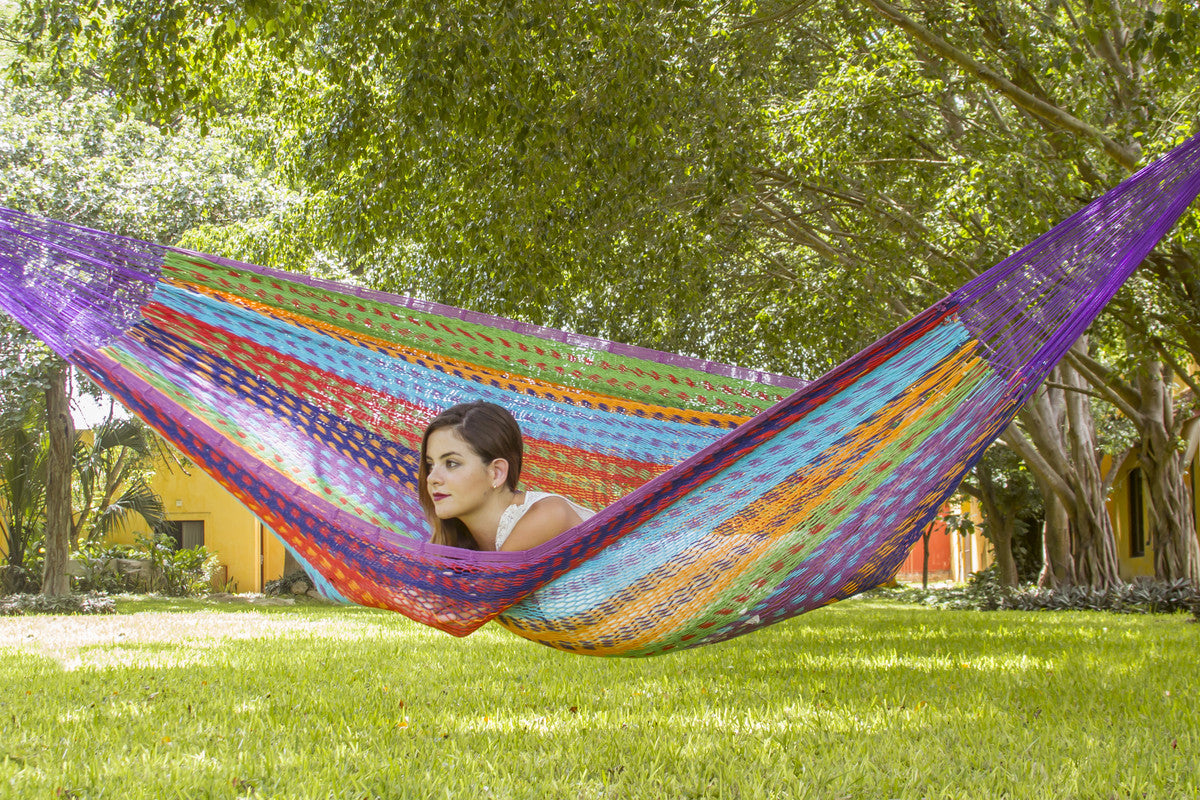 Outdoor undercover cotton Mayan Legacy hammock Family size Colorina