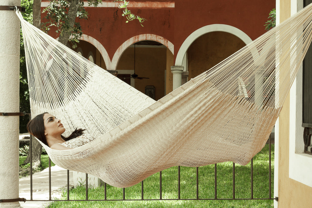 Outdoor undercover cotton Mayan Legacy hammock King size Marble