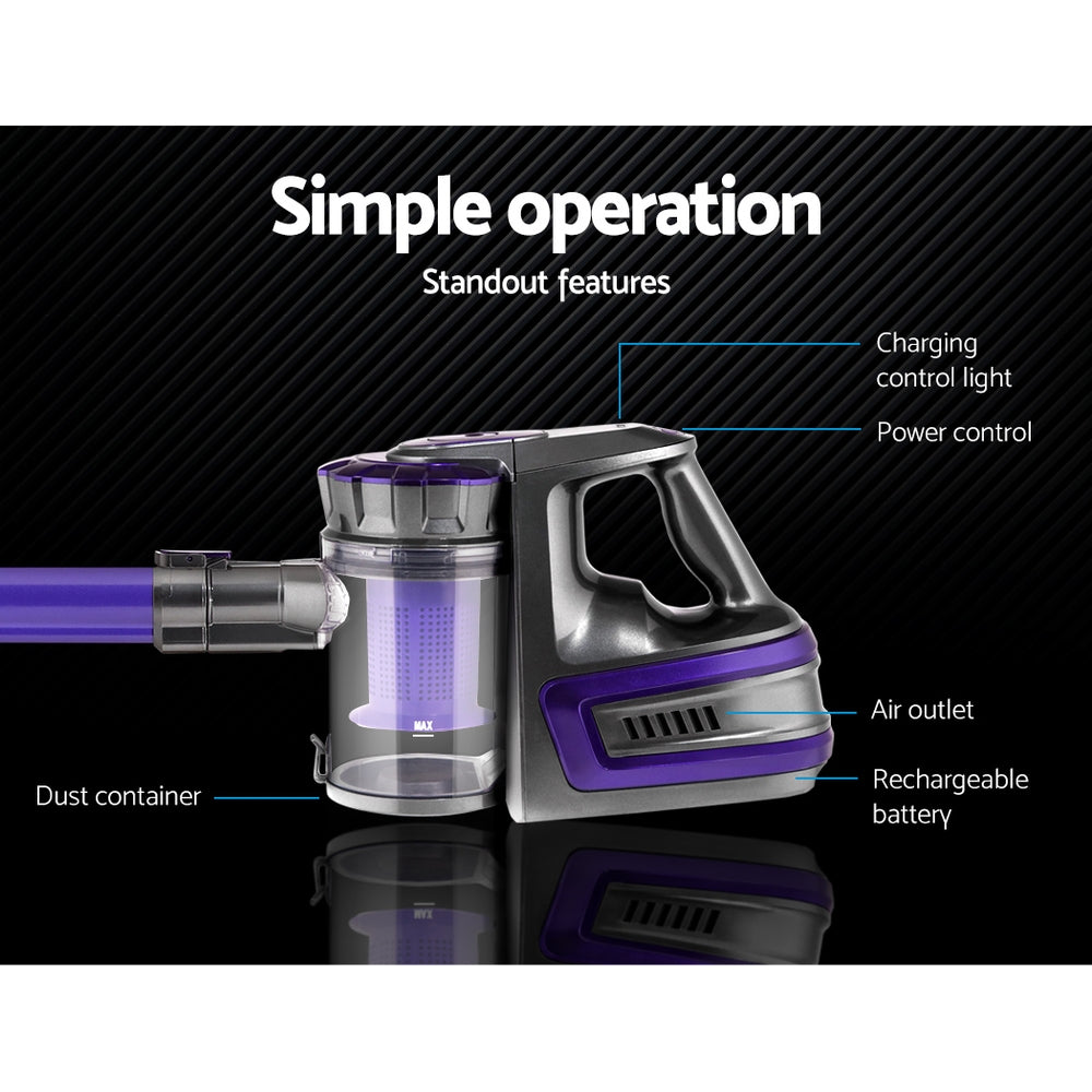 Devanti Stick Vacuum Cleaner Bagless Cordless 150W Purple