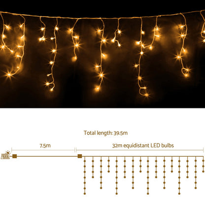 Jingle Jollys 32M Christmas Lights Icicle String Light 960 LED Decor Warm White