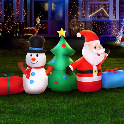 Jingle Jollys Christmas Inflatable Tree Snowman 2.7M Illuminated Decorations