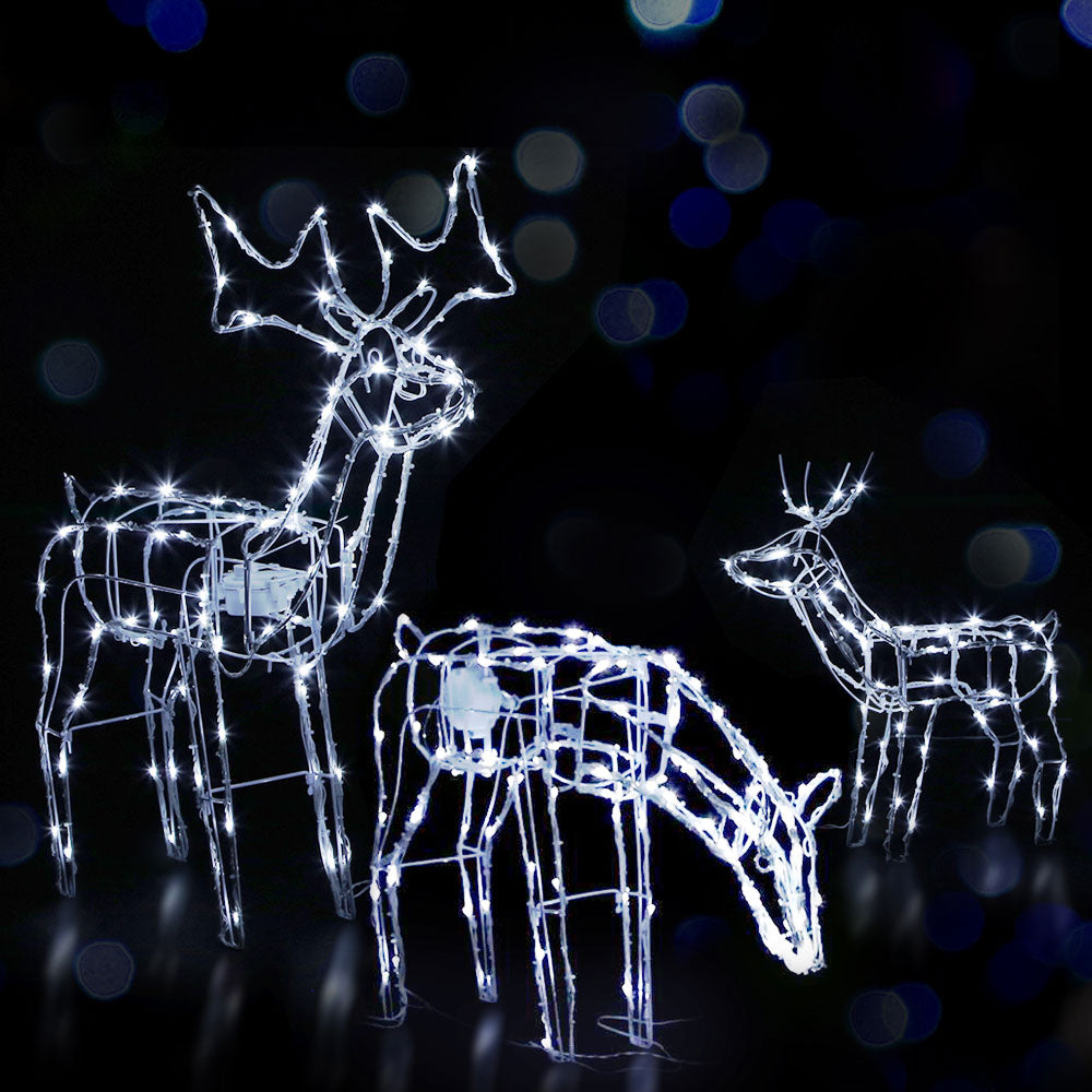 Jingle Jollys Christmas Lights 3 Pcs Reindeers 250 LED Decorations