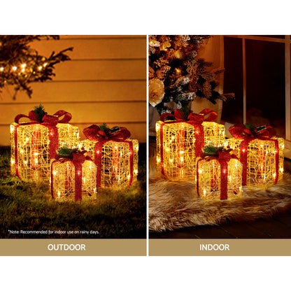 Jingle Jollys Christmas Lights Gift Box Set 3 PCS Set 48 LED Decorations