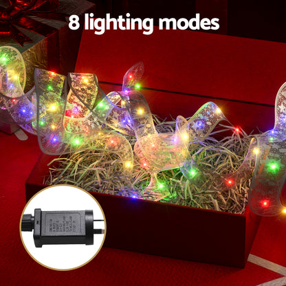 Jingle Jollys 20M Christmas Lights Fairy Ribbon Light 200 LED Xmas Decor Colored